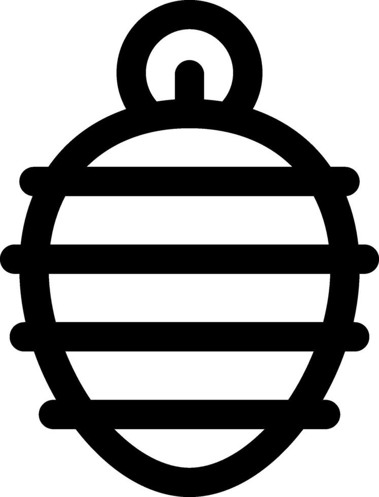A black and white icon of a ball with a line vector