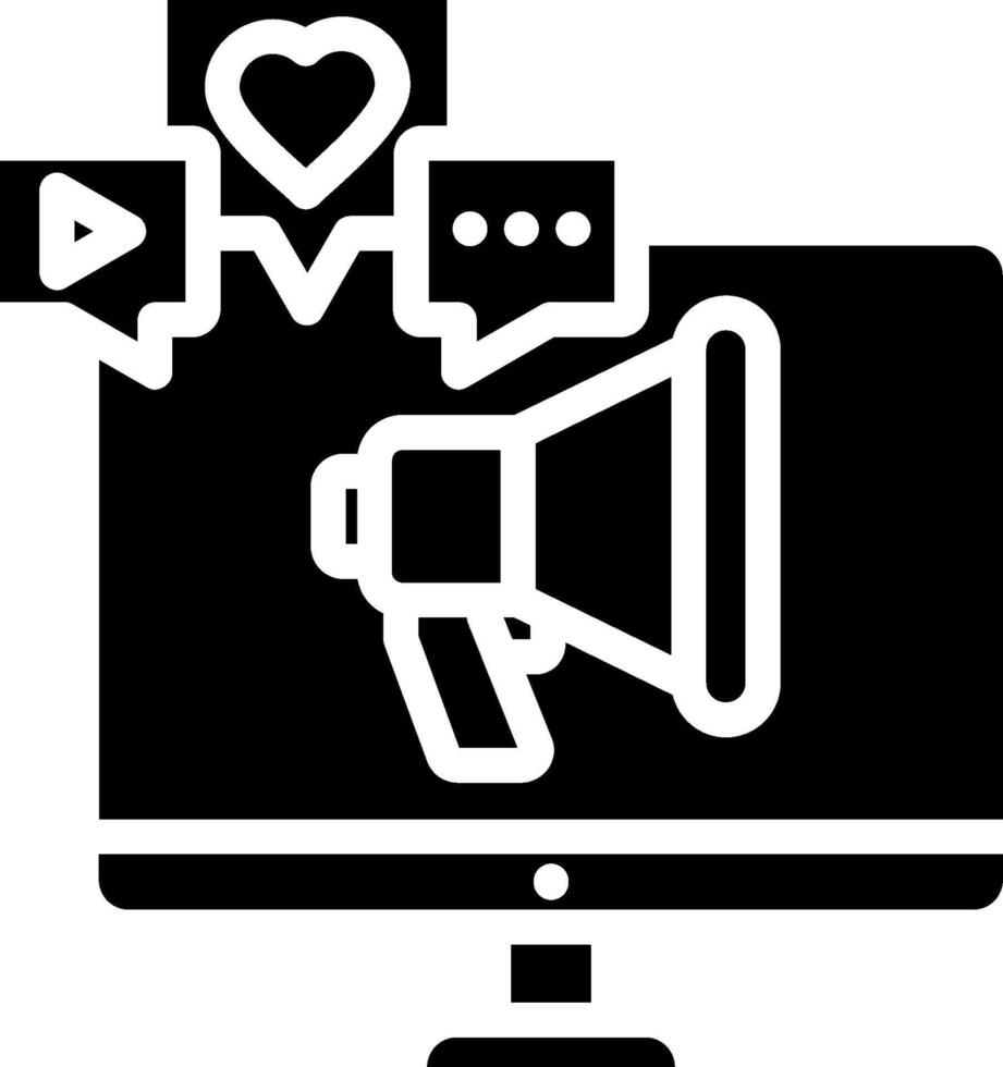 A computer monitor with a megaphone and a heart vector