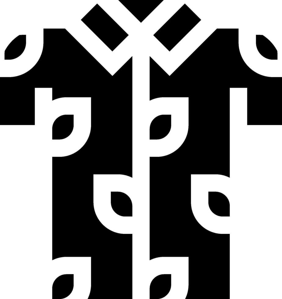 A black and white logo of a shirt with leaves vector