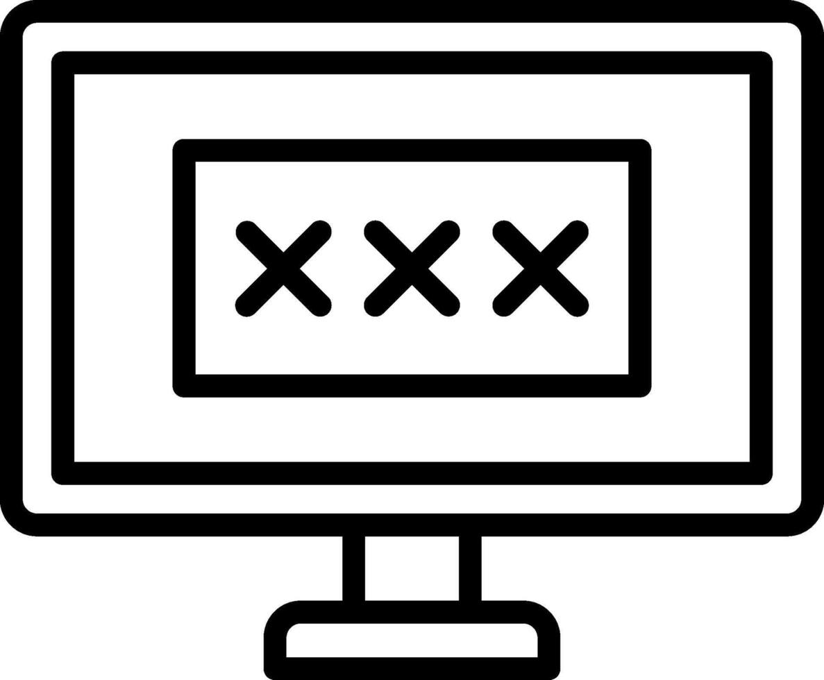 A computer monitor with two crossed lines on it vector