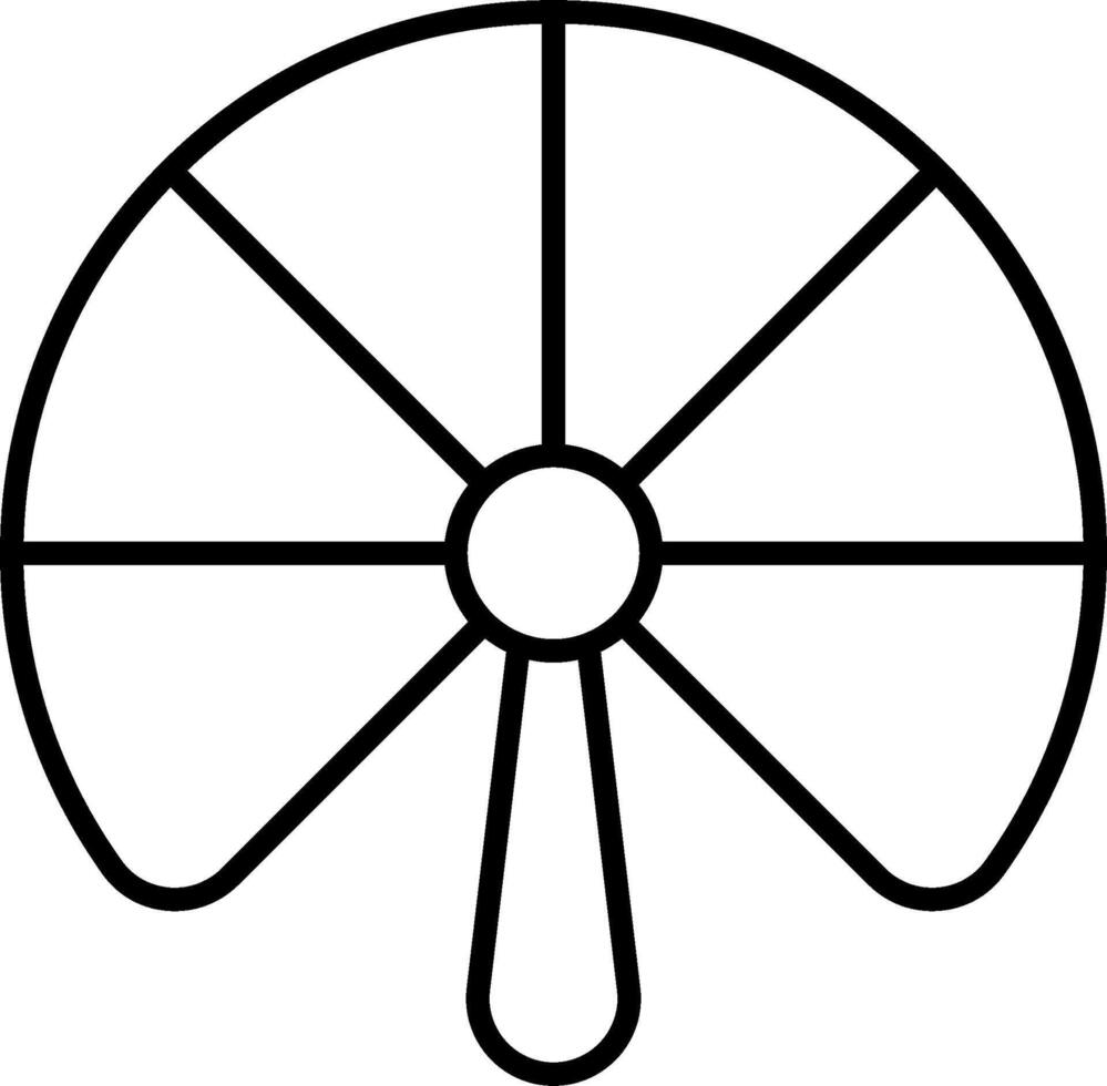 A black and white drawing of a fan vector