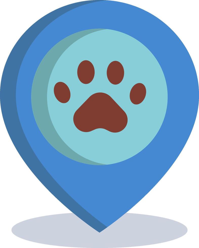 A dog paw on a map pin icon vector
