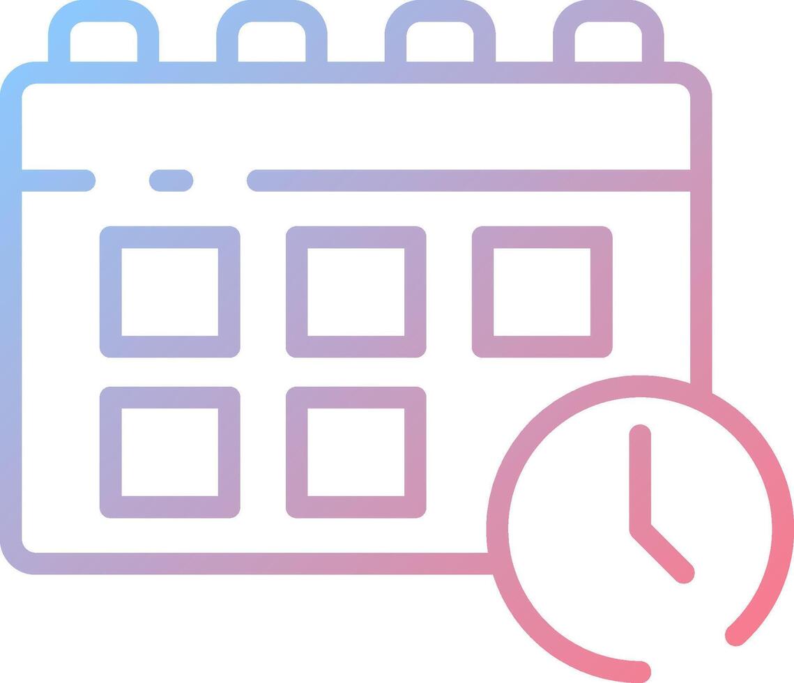 A calendar and clock icon on a white background vector