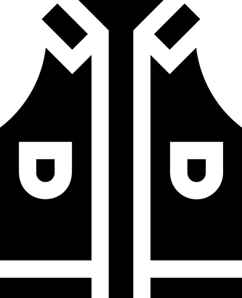 A black and white logo of a man with a black vest vector