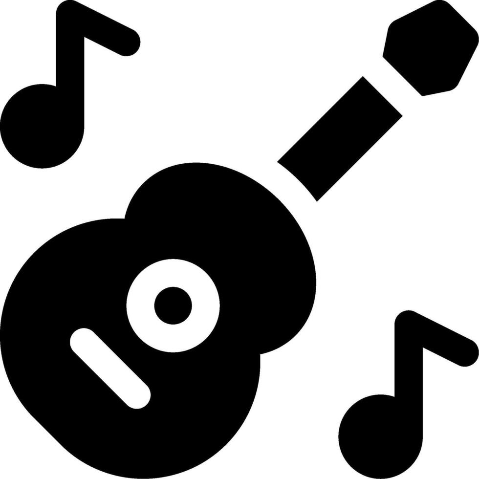 A guitar and music notes icon vector