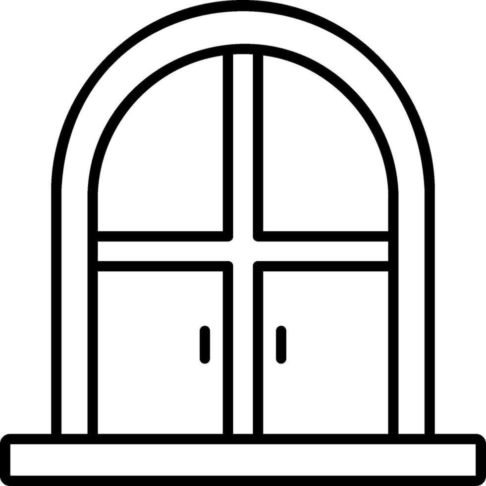 A black and white illustration of a window vector