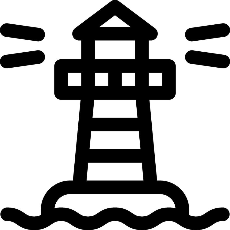 A black and white lighthouse icon on a white background vector