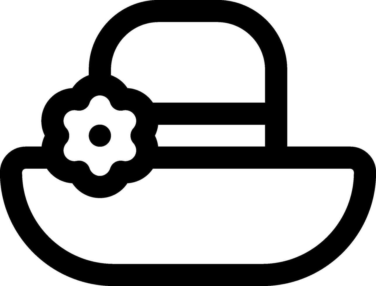 A black and white illustration of a basket with a flower vector
