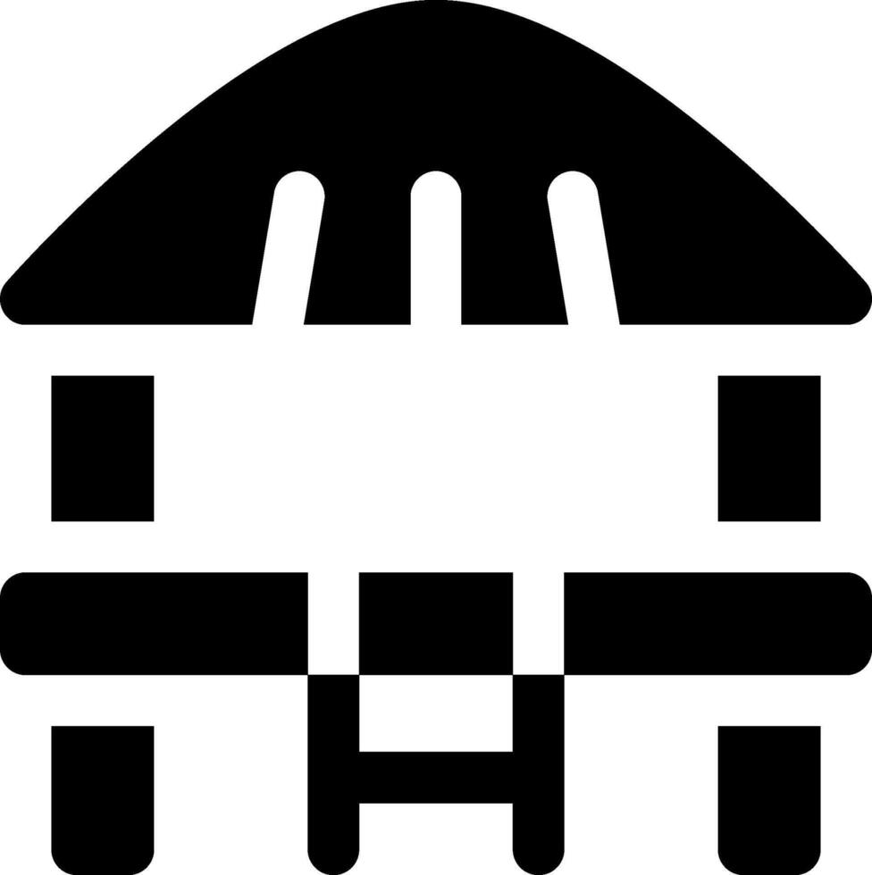 A black and white icon of a hut vector