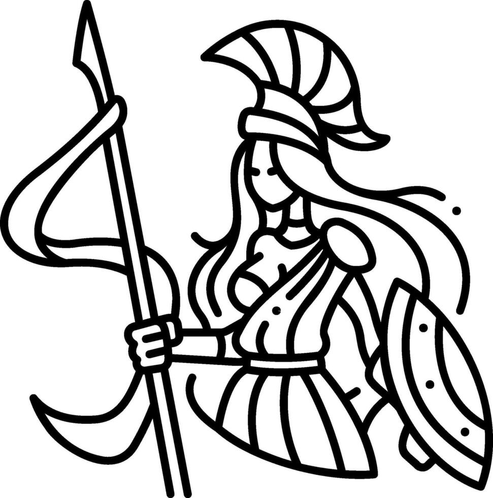 A cartoon woman holding a spear and shield vector
