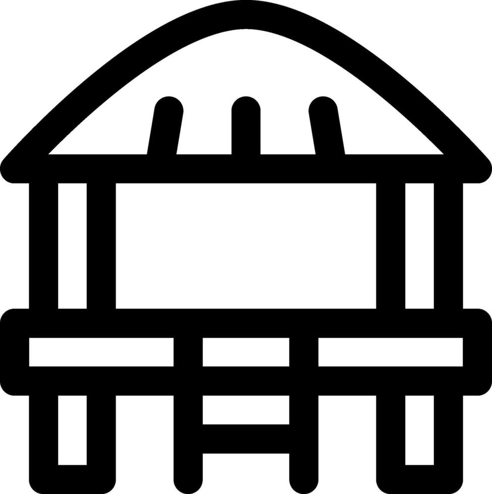 A black and white icon of a hut vector