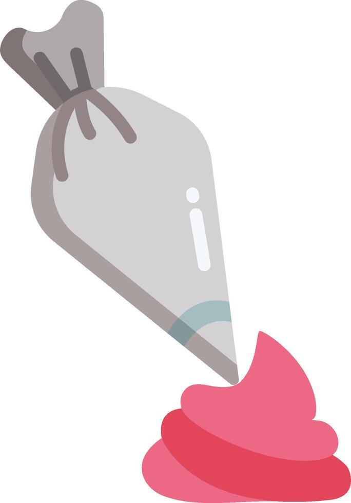 A bag of pink icing being poured onto a white background vector