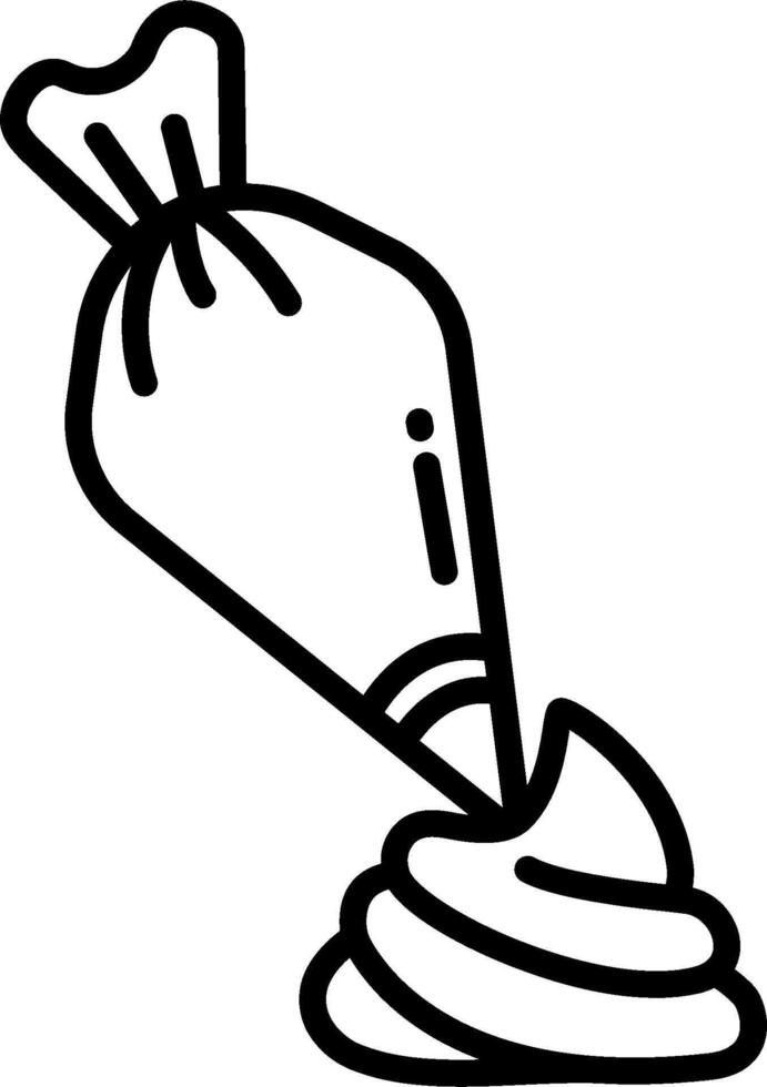 A black and white drawing of a bag of food vector
