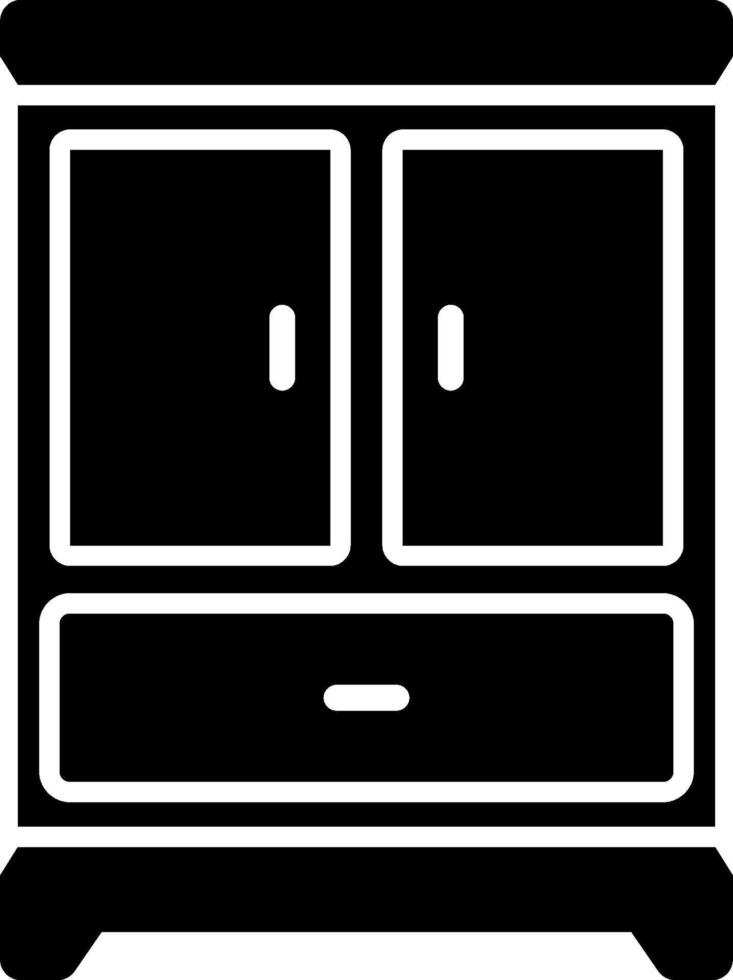 A black and white cabinet with two doors vector