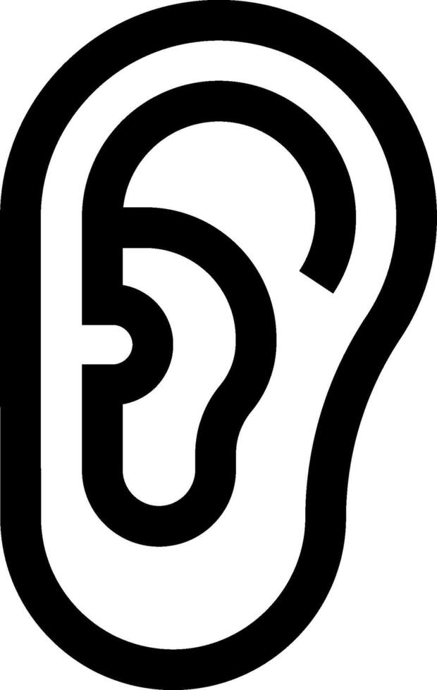 An ear icon with a black outline vector