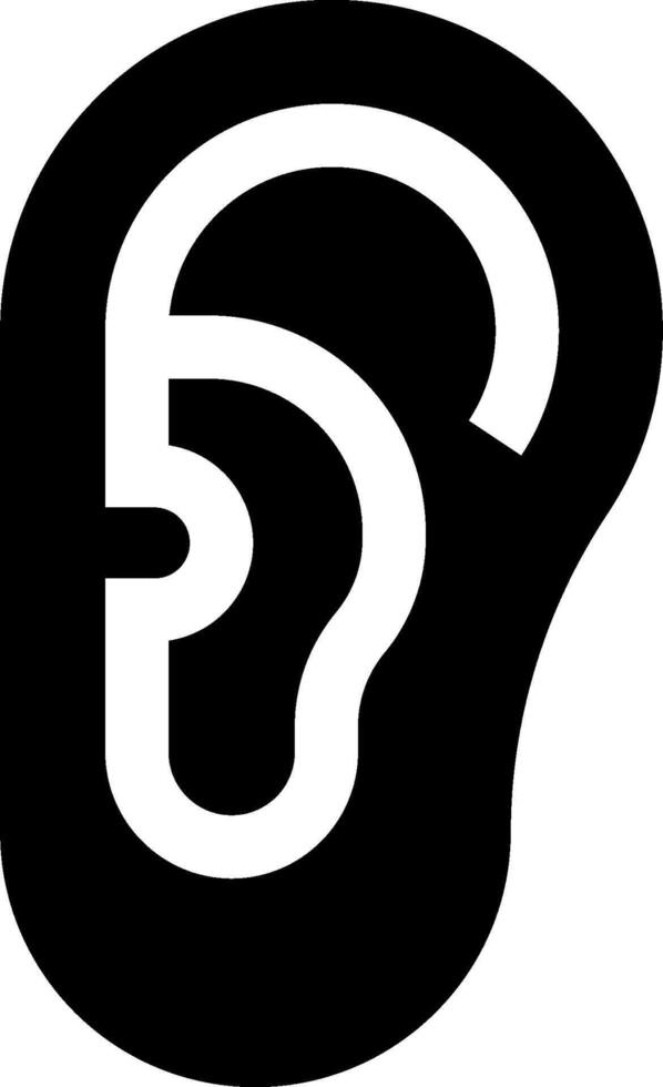 A black and white logo of a person with a large ear vector