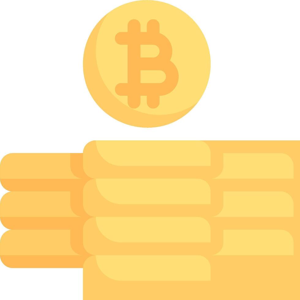 Bitcoin icon with stacks of coins vector