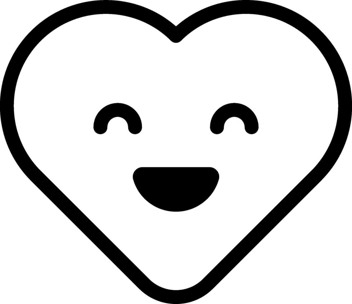 A black and white heart with a smiley face vector