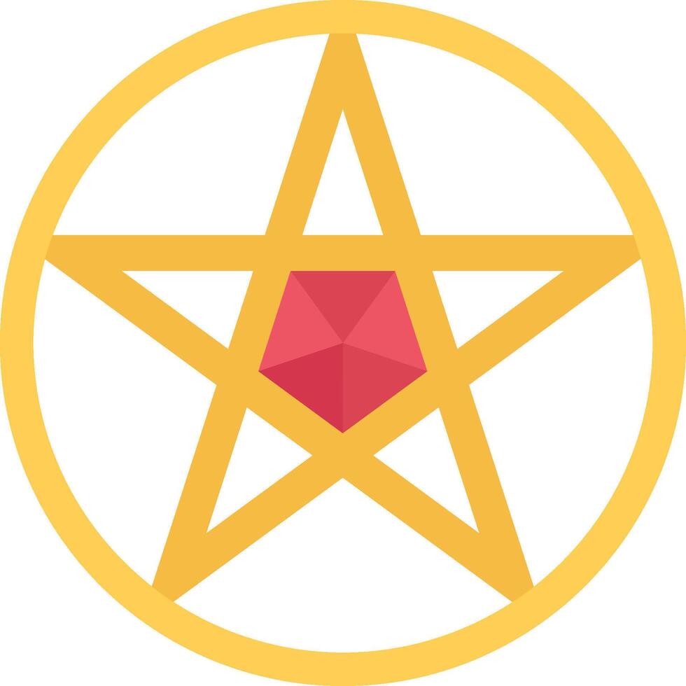 A yellow pentagram with a red star in the center vector