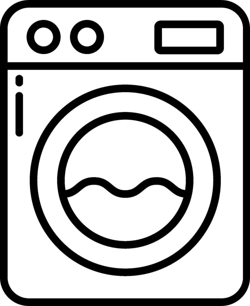 A black and white illustration of a washing machine vector