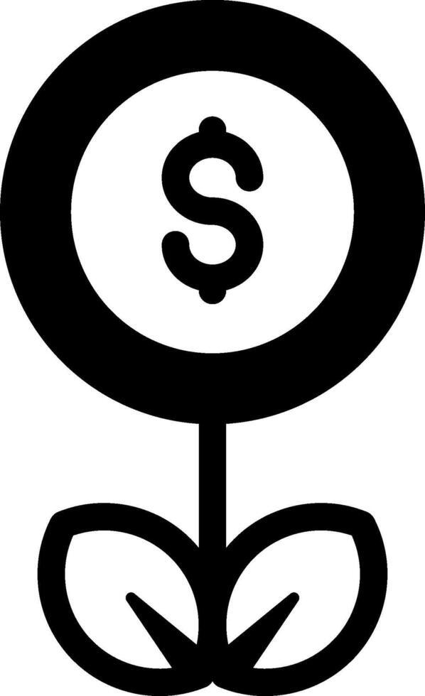 A black and white flower with a dollar sign vector