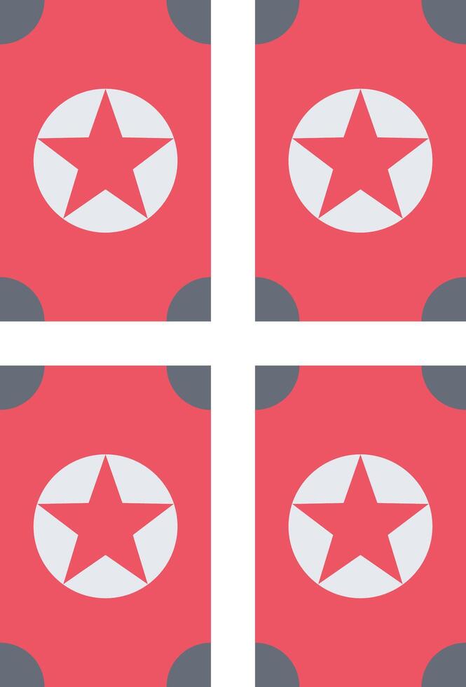 Four squares with a red star on each side vector
