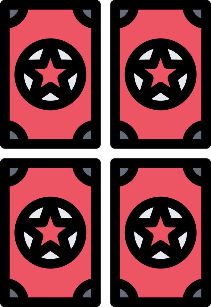Four red playing cards with a star on each side vector