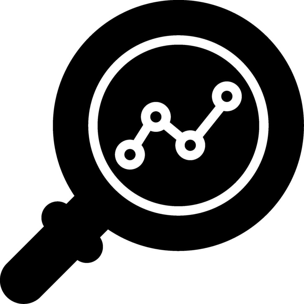 A magnifying glass icon with a graph vector