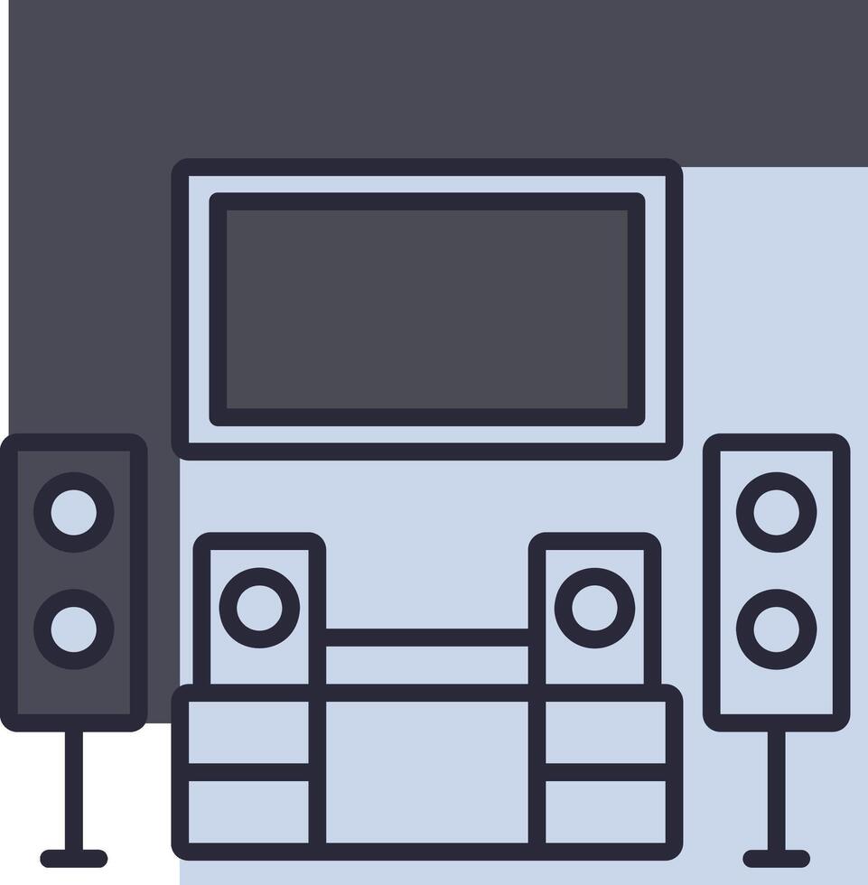 A home theater with speakers and a television vector