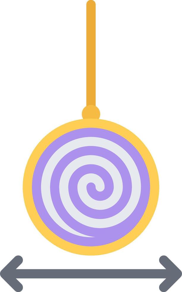 A purple and yellow spinning top with a yellow arrow vector