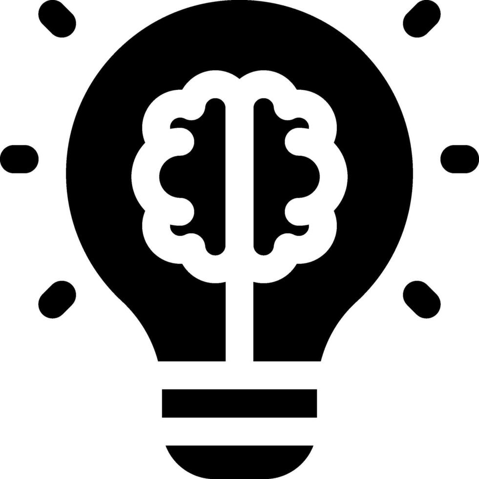 A black and white light bulb with a brain inside vector