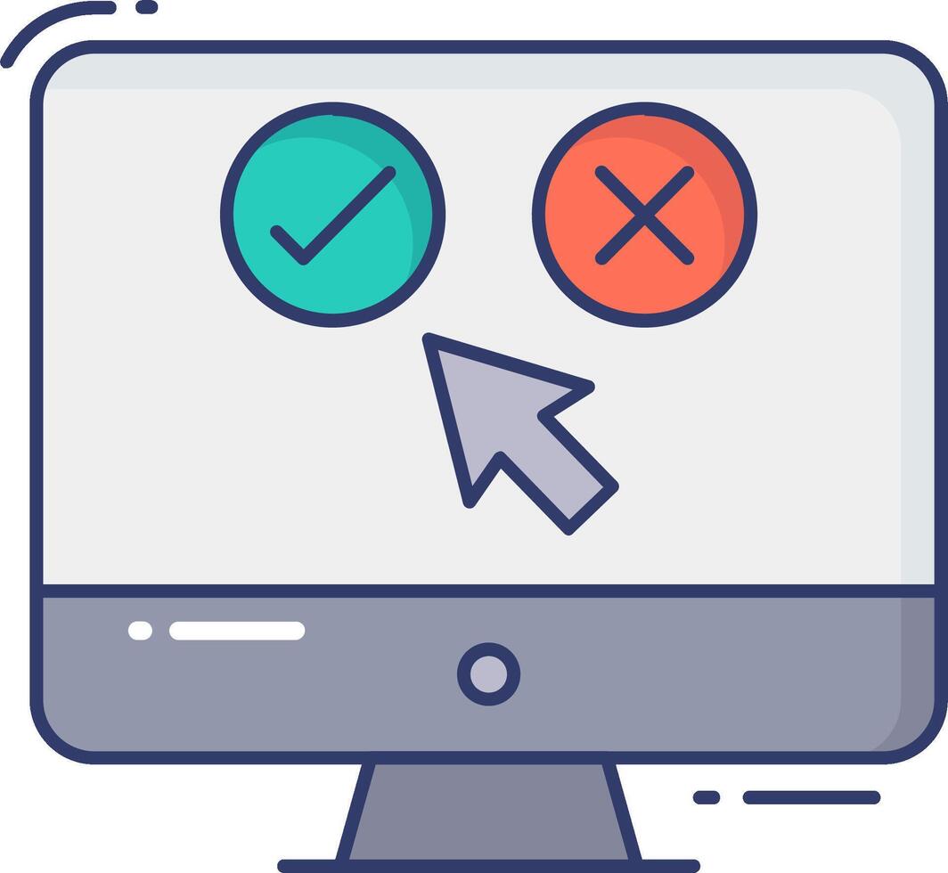 A computer screen with a check mark and a tick vector