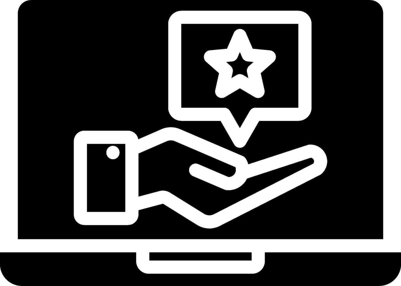 A hand holding a star icon on a laptop vector