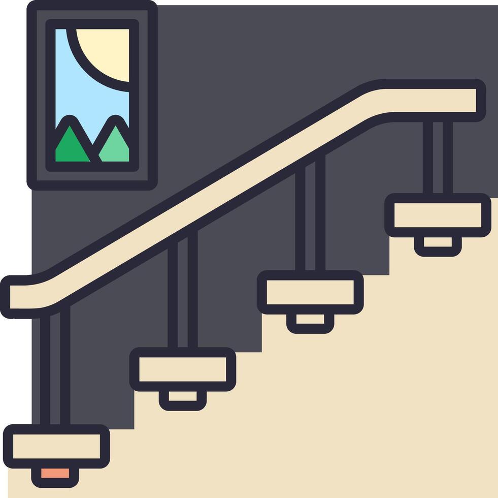 A stairway with a window and a ladder vector