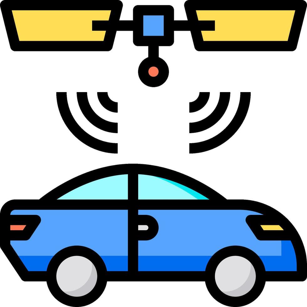 A car with a drone on top of it vector