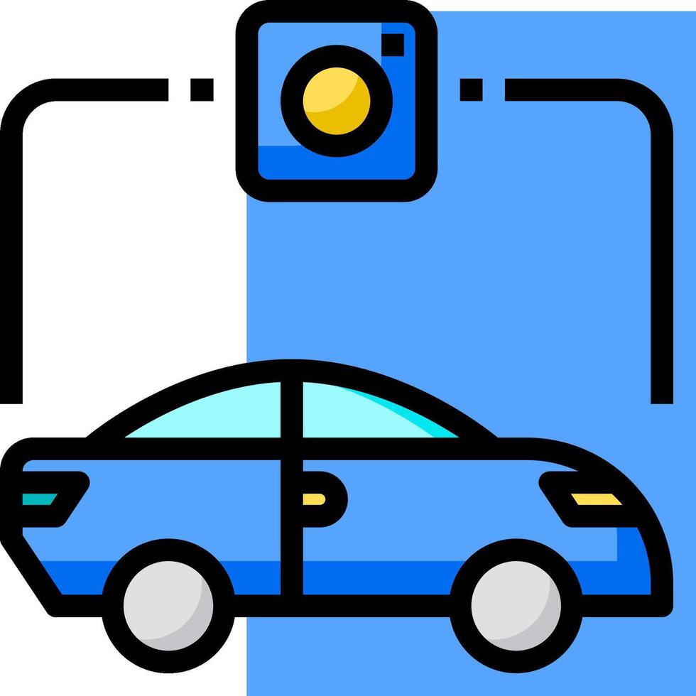 A car is driving over a traffic light vector