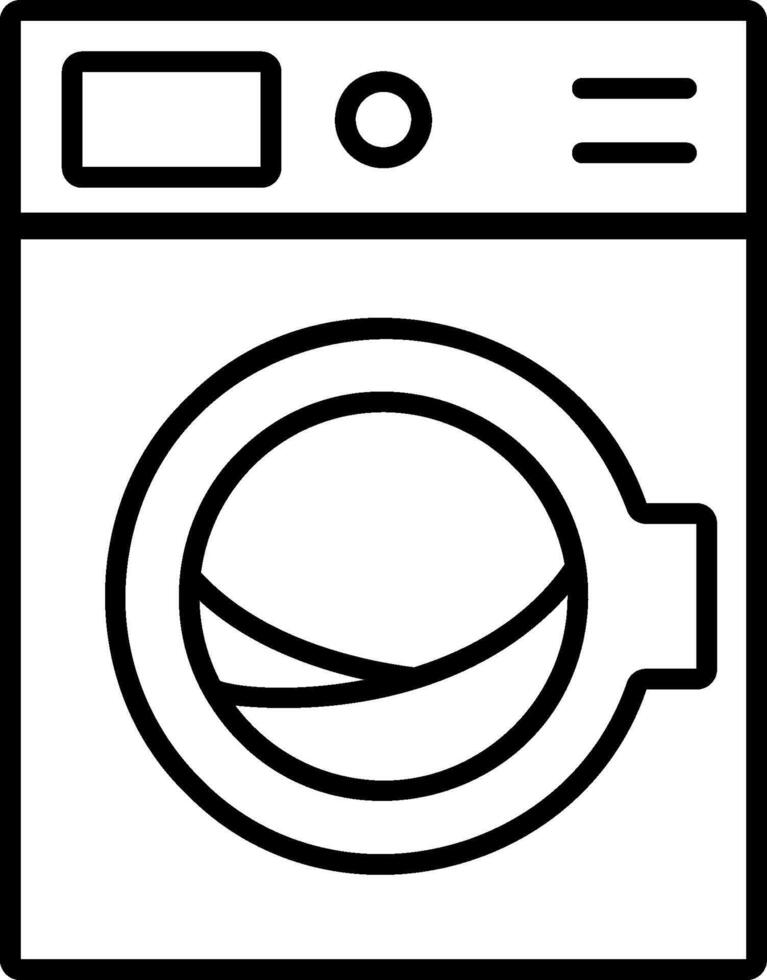 A black and white drawing of a washing machine vector