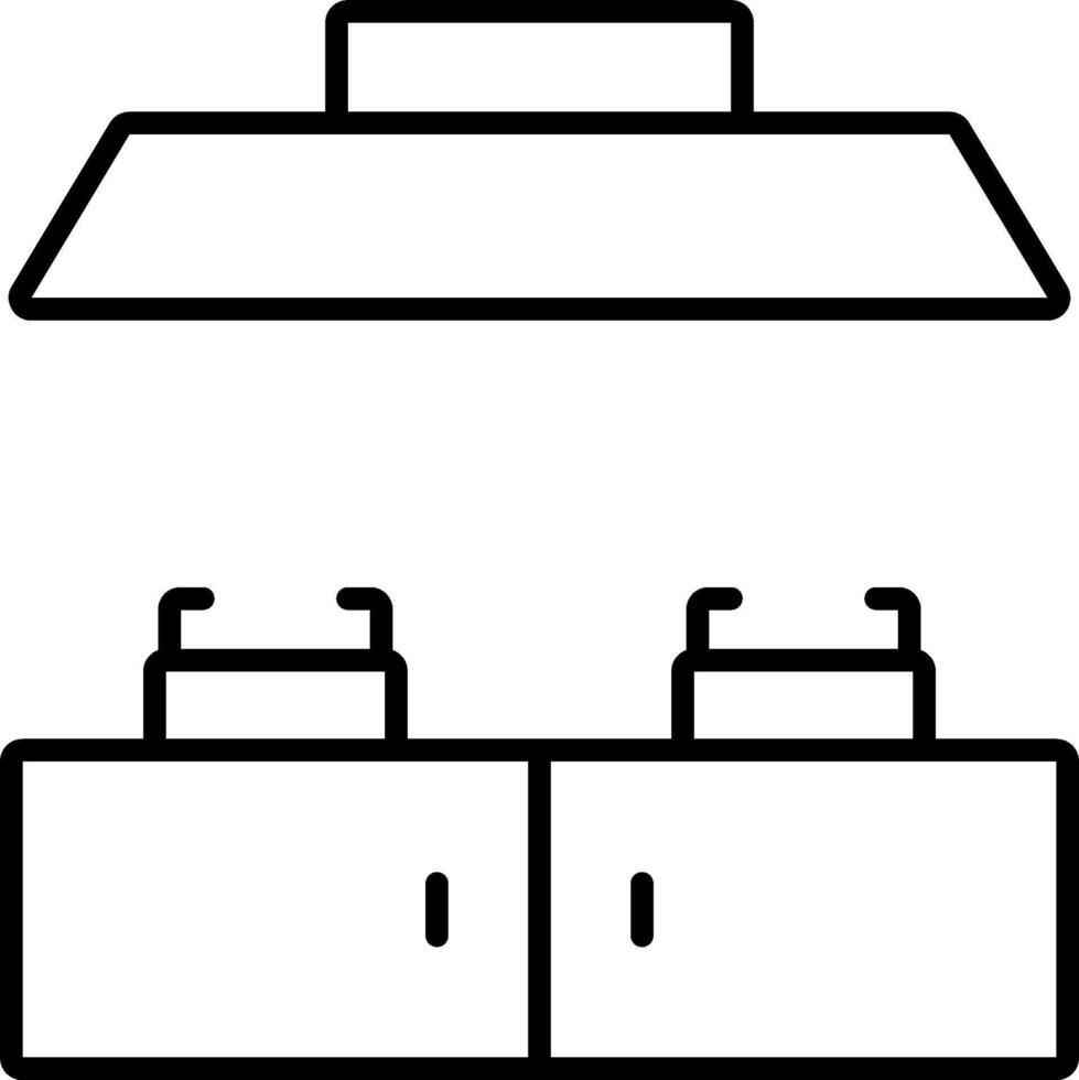 Kitchen cabinet with drawers and lights vector