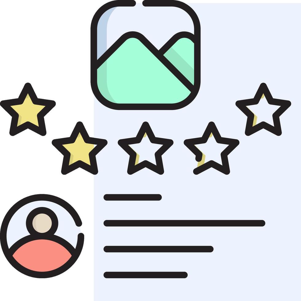A star rating icon with a person and five stars vector