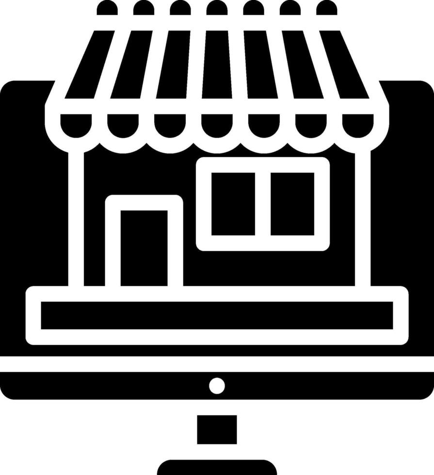 A black and white icon of a shop vector