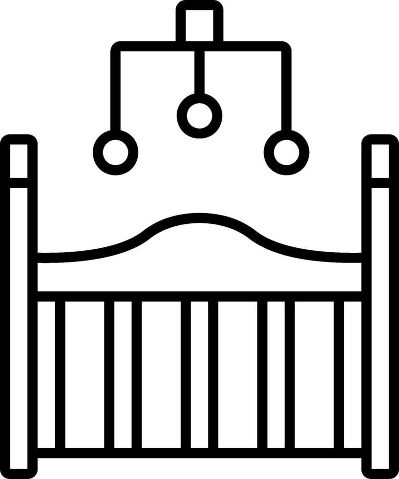 A black and white illustration of a crib vector