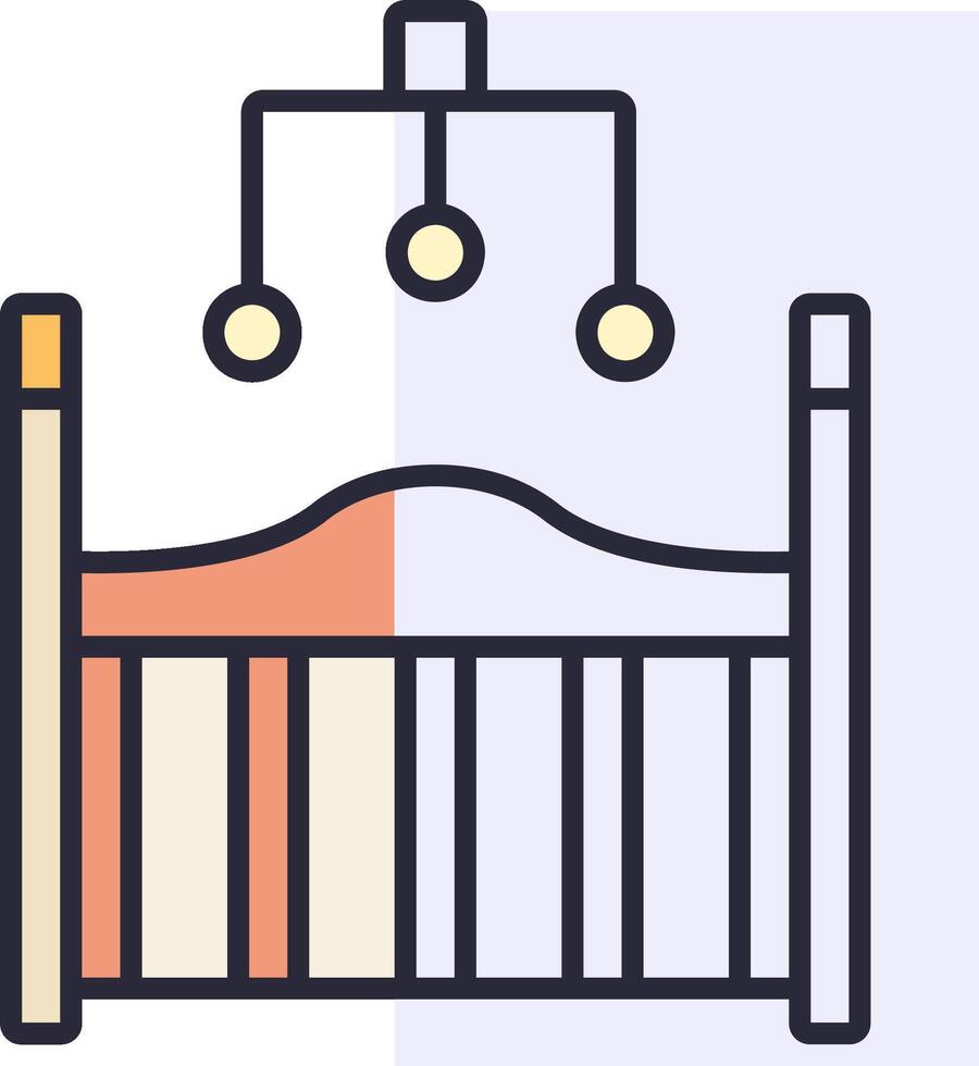 A crib with a lamp and a lampshade vector