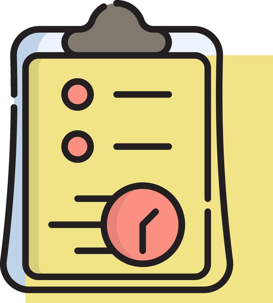 A clipboard with a clock and a check mark on it vector