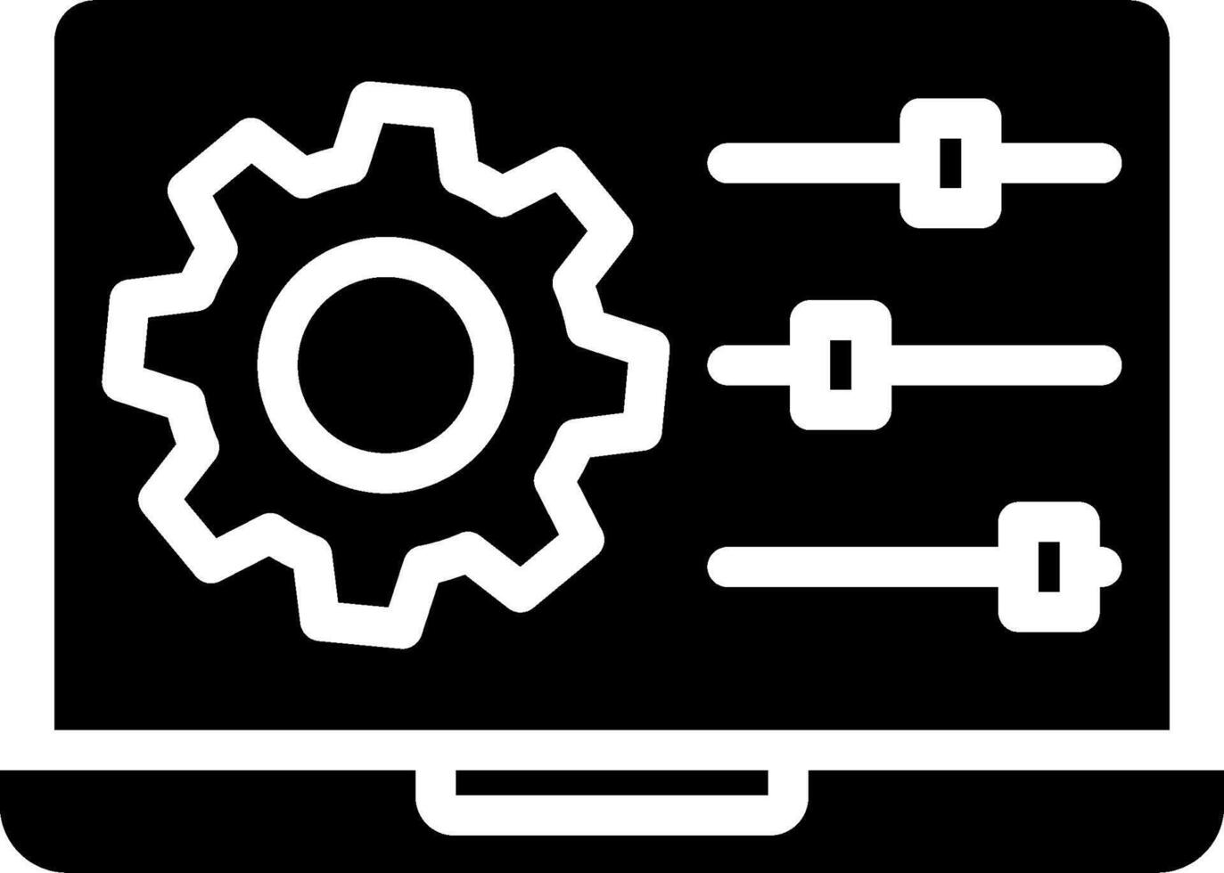 A laptop with gears and a cogwheel icon vector