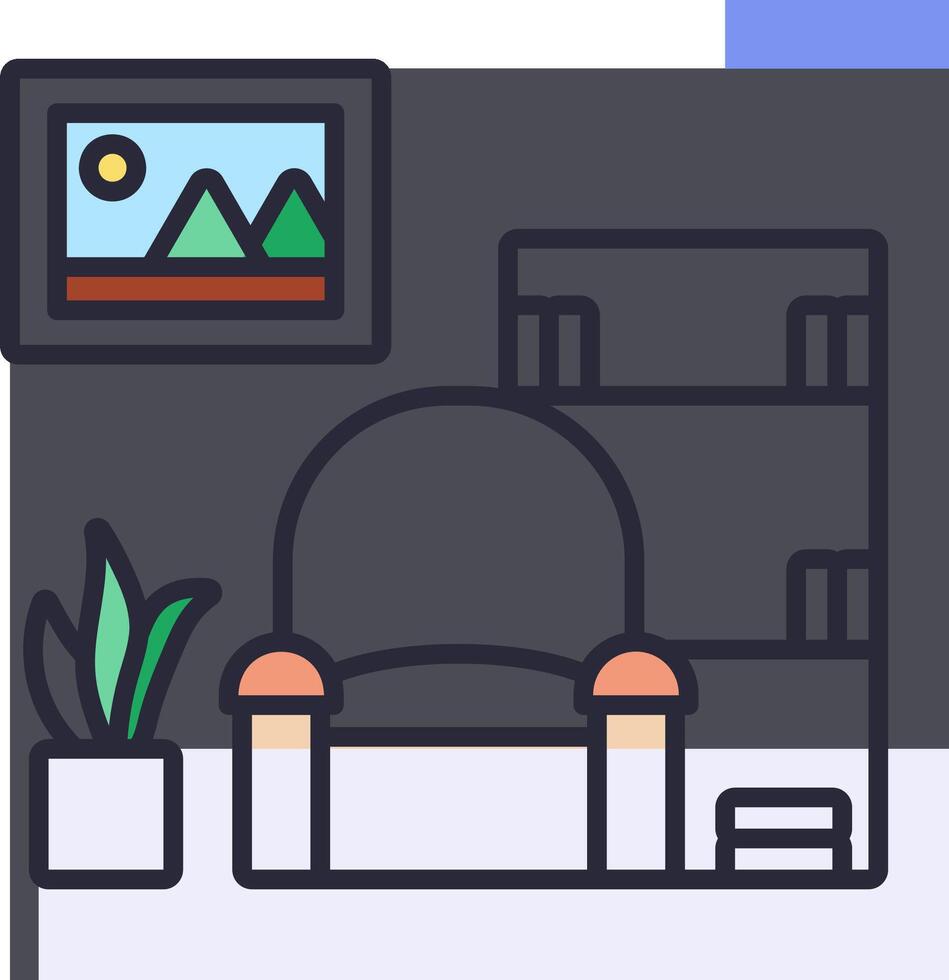 A chair and a plant are in a room vector