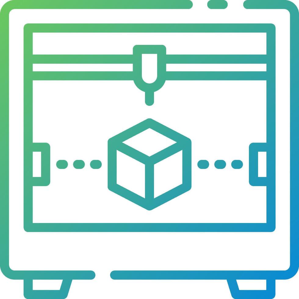 A 3d printer with a cube on it vector