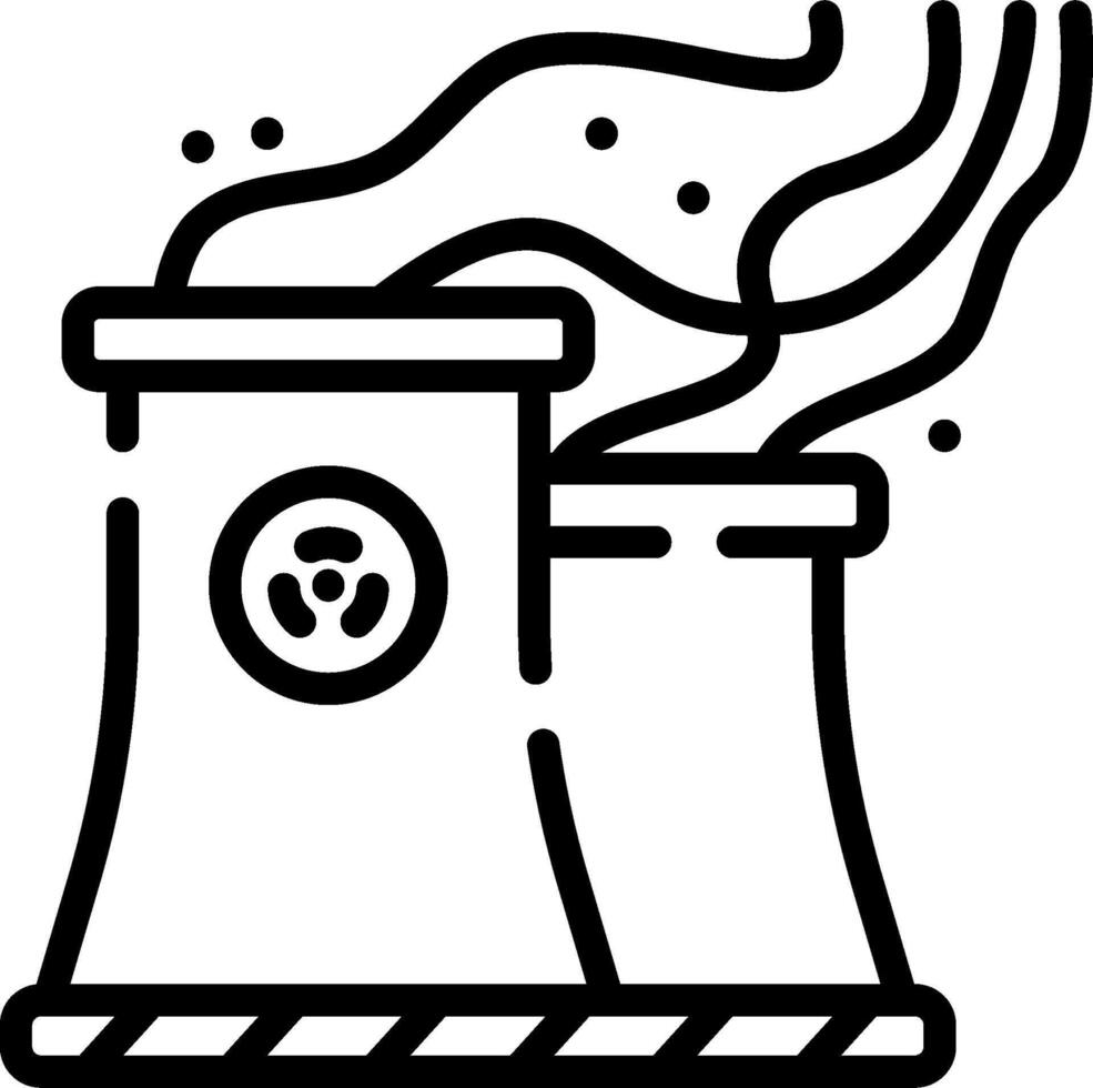 A black and white illustration of a nuclear power plant vector