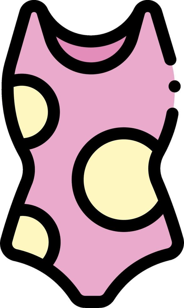 A pink swimsuit with yellow polka dots vector