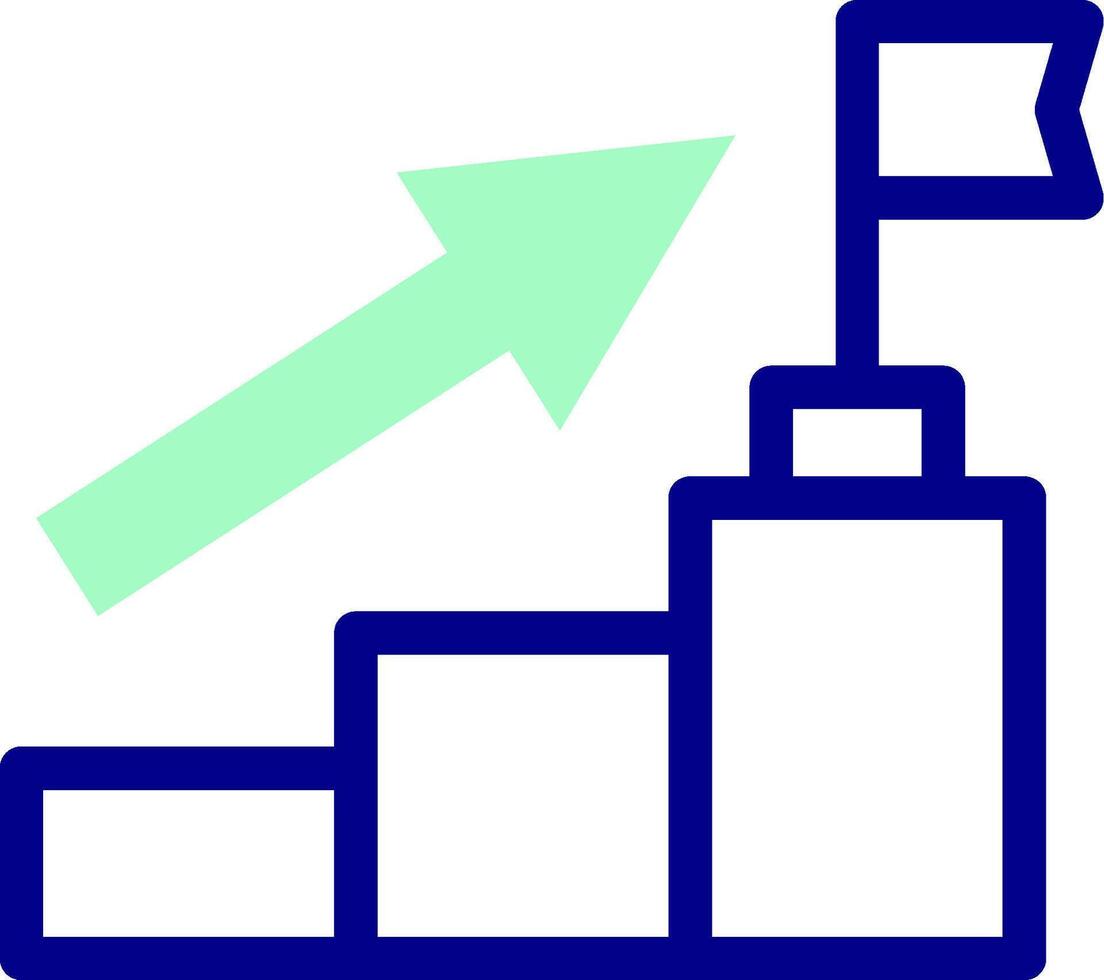 A graph with an arrow pointing up vector