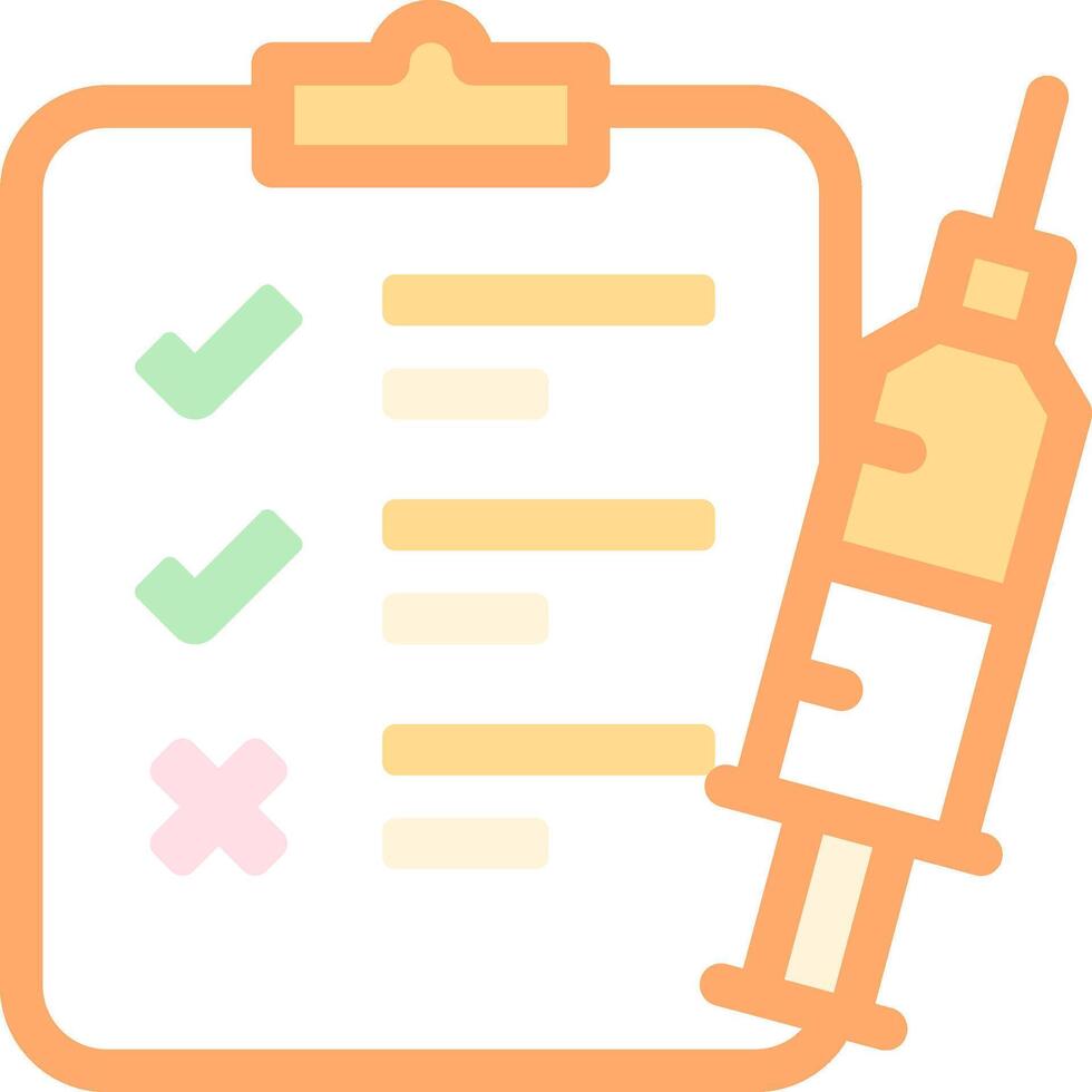 A syringe and check list icon vector